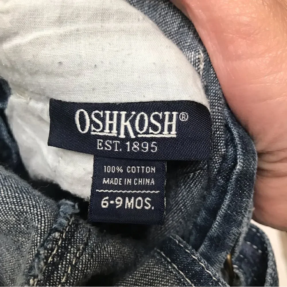 ‎OshKosh B’gosh polar expedition denim overalls 6–9 months